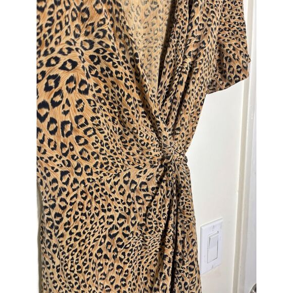 Robbie Bee Vintage Silk Wrap Dress 10 Cheetah Print Animal 90s Classic Capsule - Picture 3 of 5